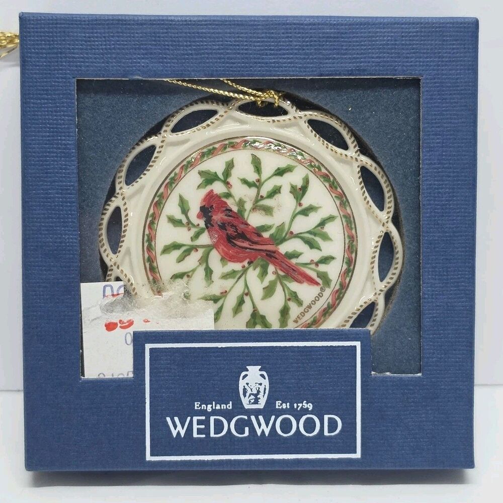 Vintage Wedgwood Christmas Ornament White Jasper Winter Wonders Cardinal Bird